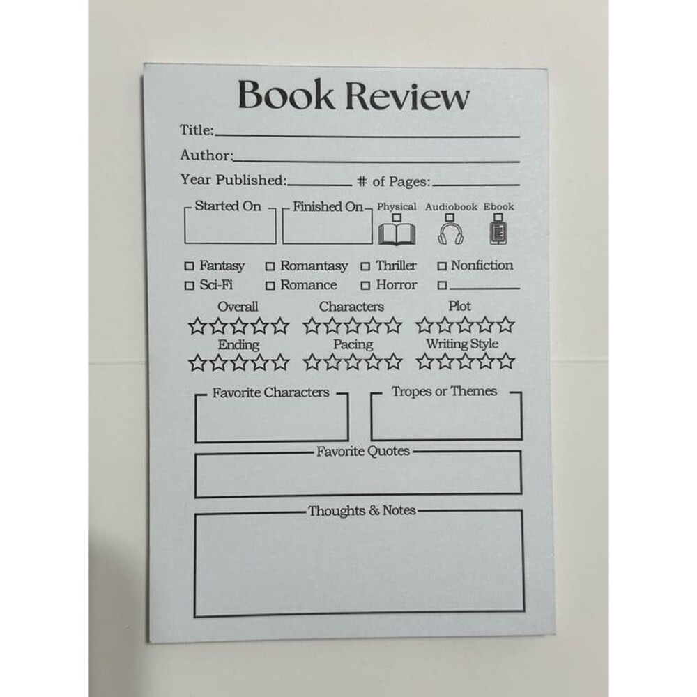 Book review notepad